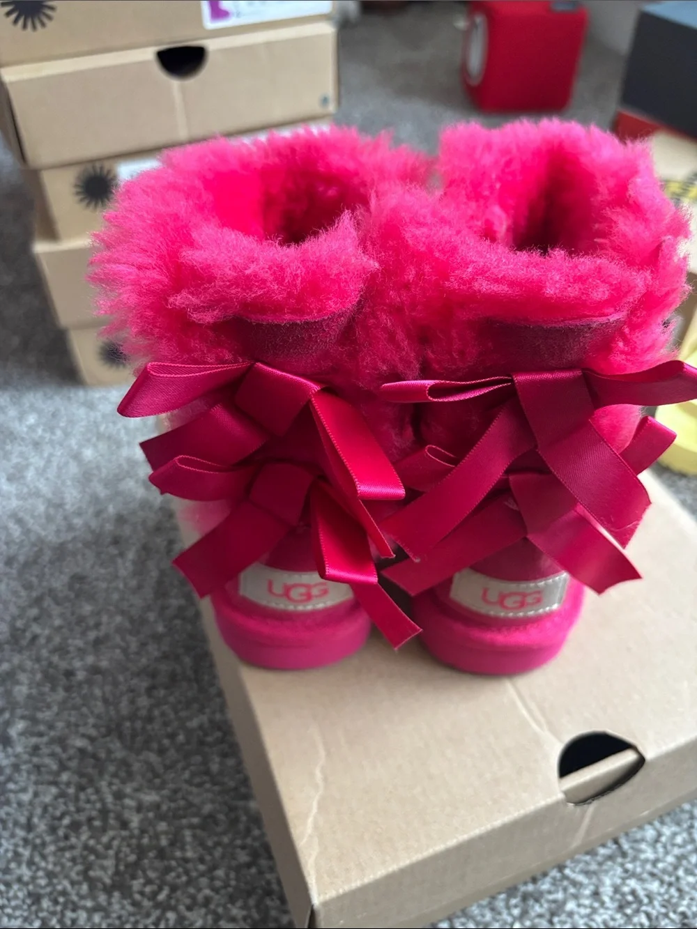 UGG Bailey Bow II Kids Bright Pink Boots